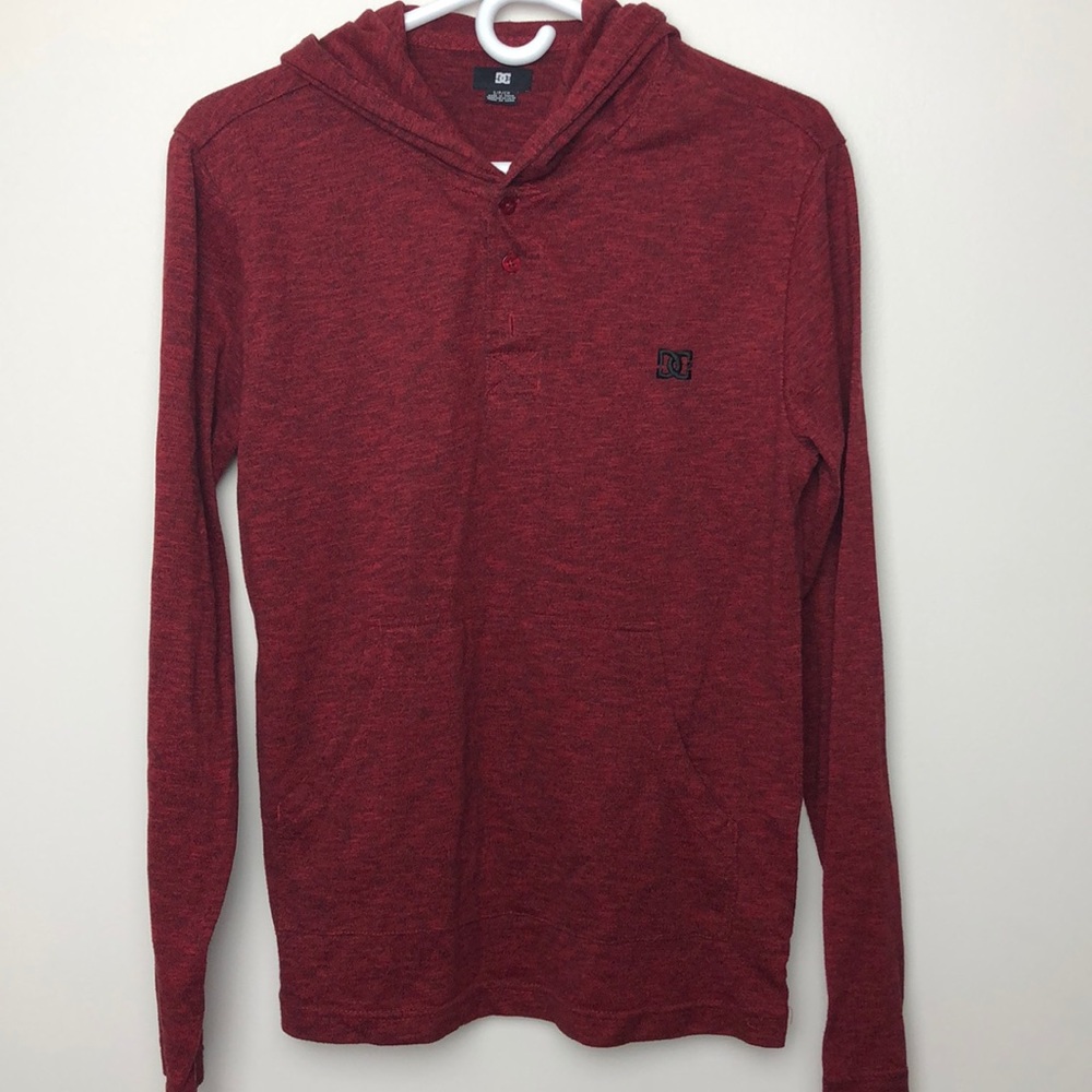 DC Red Speckled Men’s Sweatshirt Hoodie Size S